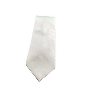 City of London White Geometric Circle Silk Tie Necktie
